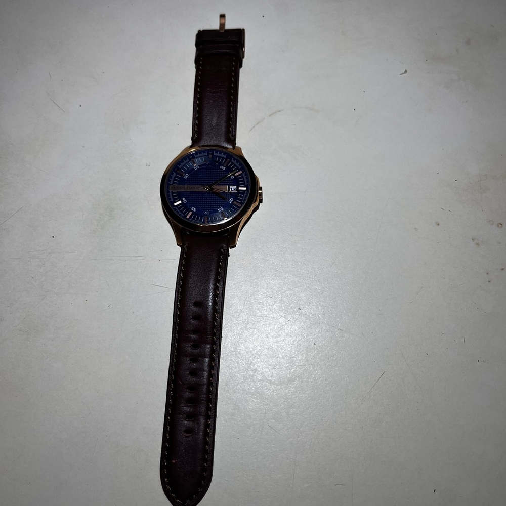 Blue Dial Brown Leather Strap Watch